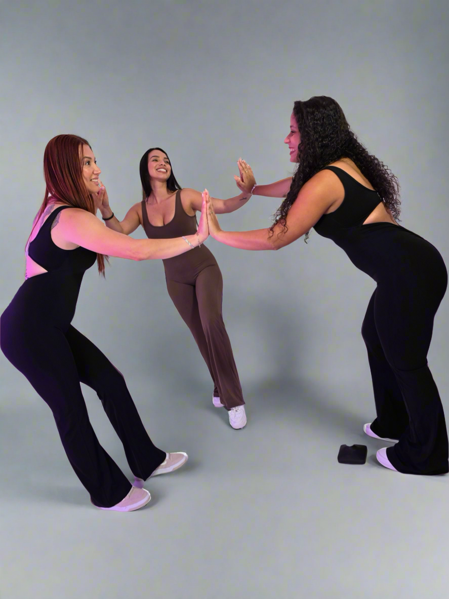 V Coffee curve jumpsuit