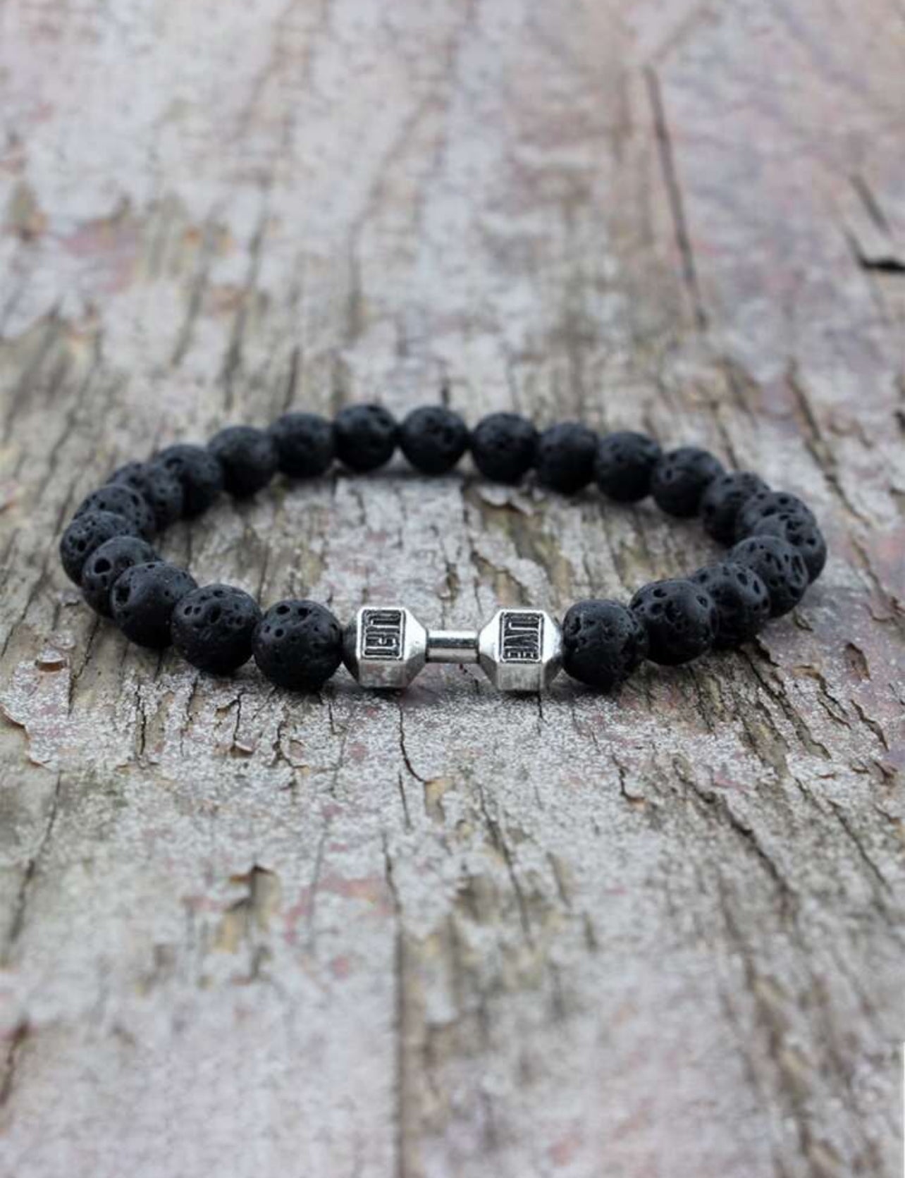 Dumbbell Lava Stone Bracelet (unisex)