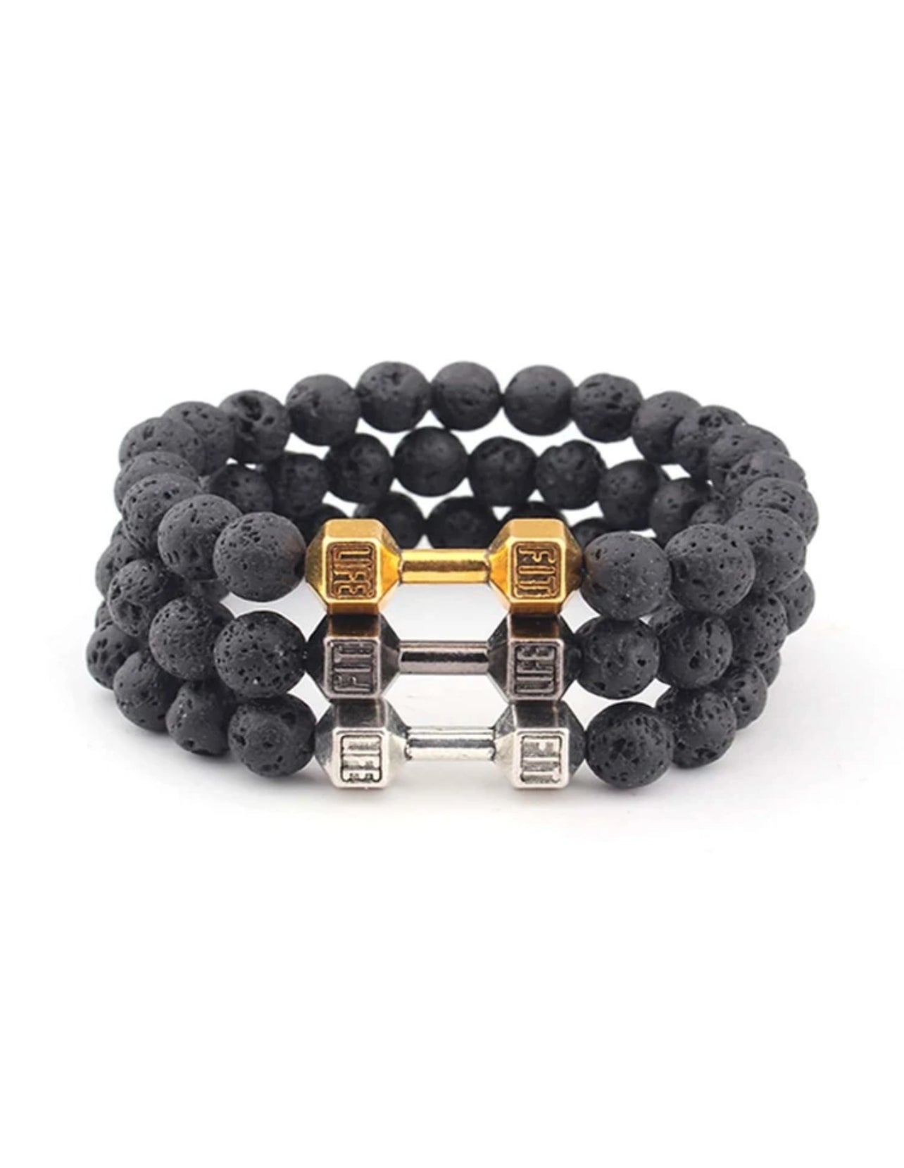 Dumbbell Lava Stone Bracelet (unisex)