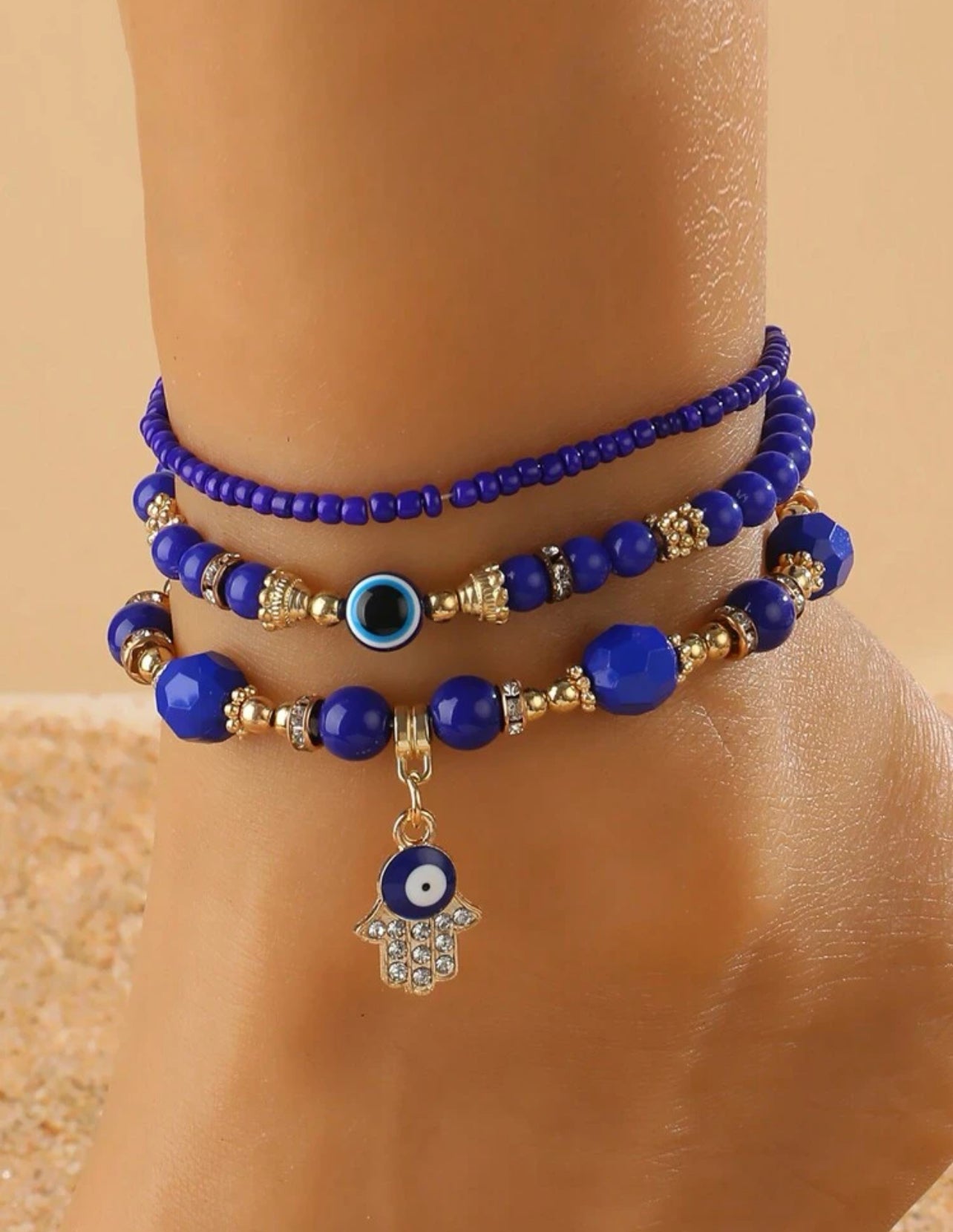 Evil eye feet bracelet