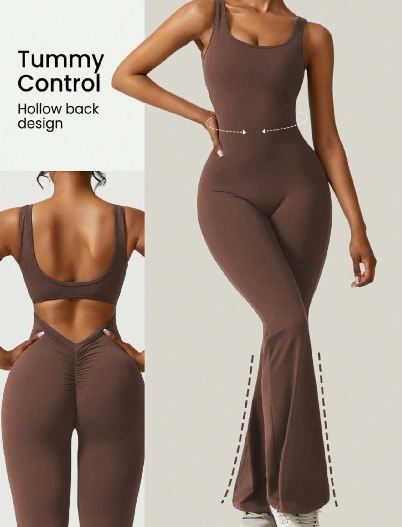 V Coffee curve jumpsuit