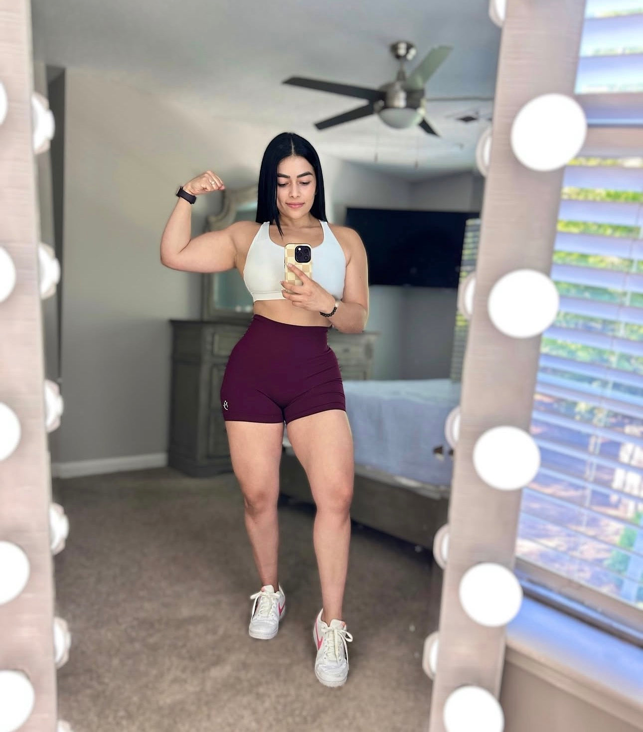 burgundy shorts